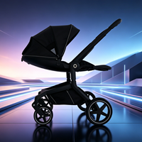 Poussette pliable de luxe LandLeopard High Landscape avec système de suspension et cadre en alliage pour nouveau-nés et enfants jusqu'à 3 ans