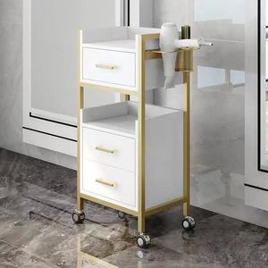 Venta directa de fábrica: Carro de peluquería portátil de alta calidad para salón de belleza, negro y dorado - Product Image 6