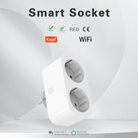 Prise intelligente WiFi Tuya EU 16A double prise avec moniteur d'énergie et commande vocale à distance