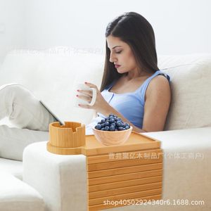 Bandeja de madera para reposabrazos de sofá con portavasos para almacenamiento de aperitivos, comidas y bebidas - Product Image 3
