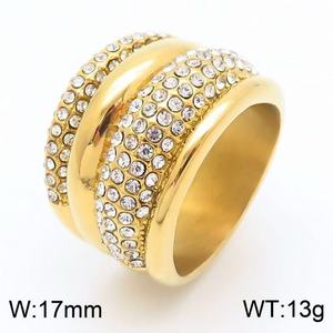 Anello Geometrico Irregolare a Doppia Fila di Diamanti con Larghezza Esagerata, Personalità di Alta Gamma e Montatura in Acciaio al Titanio - Product Image 4