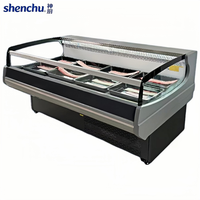 Vitrine Réfrigérée Commerciale pour Viandes Fraîches, Présentoir Réfrigéré pour Supermarché pour Porc, Bœuf, Mouton et Plats Cuisinés