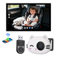 Adaptateur CarPlay sans fil 2-en-1 avec moniteur enfant et moniteur animal de compagnie, Bluetooth 5.4, compatibilité universelle pour écran de voiture OEM