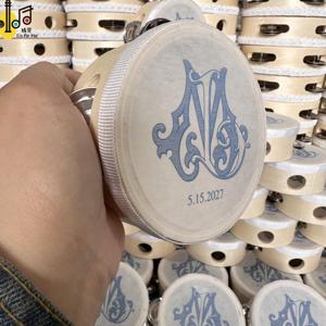 กลองแทมบูรีนขนาดเล็กสำหรับงานแต่งงาน กลองแทมบูรีนงานแต่งงานแบบกำหนดเอง ขนาด 4 นิ้ว เส้นผ่านศูนย์กลาง 10 ซม. กลองมือถือ ราคาสำหรับเด็ก โบสถ์ - Product Image 5