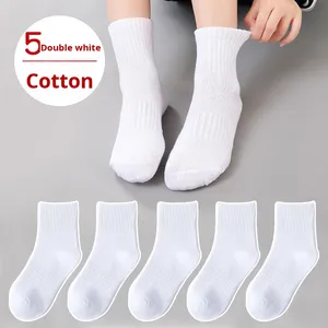 Calzini bianchi Sole per bambini bambini in cotone per studenti calzini 5 paia nero Casual servizio OEM cartone animato Standard autunno lavorato a maglia - Product Image 4