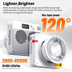 Godox ML100BI Lampe vidéo LED bicolore 2800-6500K 11 effets FX APP Control Godox Mount pour le cinéma Live Streaming Vlogging - Product Image 2