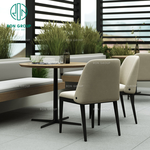 Mesa Redonda Blanca Minimalista Multifuncional de Madera para Cafetería, Silla de Cuero para Cafetería, <span class=keywords><strong>Muebles</strong></span> Comerciales para Tienda de Té con Leche y Restaurante - Product Image 2