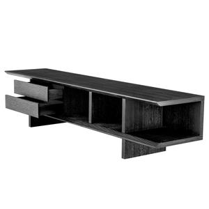 Mueble de TV Esquinero de 90 Pulgadas para Sala de Estar o Dormitorio, Diseño Simple, Mueble de Entretenimiento de Madera Negra - Product Image 3