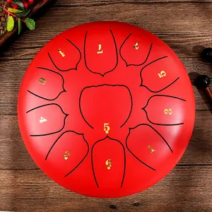 Factory Offer The Nice Design 10 Inch 25cm 11 Tongue Red D Key Balmy Drum Steel Tongue Drum