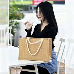 2026 New Custom Laminated Diy Handles Canvas Portable Jute Bags <b>for</b> Outdoor - Product Image 5