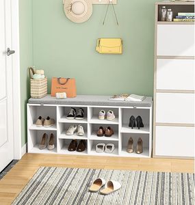 Moderno Armadio Portascarpe in Legno con 10 Scomparti, <span class=keywords><strong>Panca</strong></span> con Seduta, Ripiani Regolabili, Resistente ed Ecologico per Soggiorno e Ingresso - Product Image 3