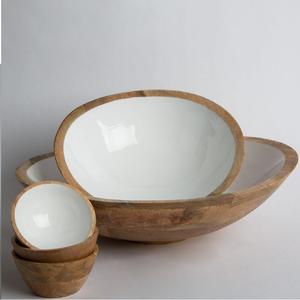 Tazones de fruta de madera maciza de grano esmalte impreso Acacia comida de madera fruteros OEM/ODM proveedores tazones de ensalada - Product Image 3