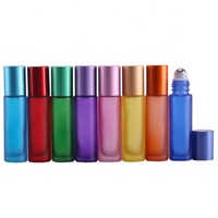 Flacon à bille en cristal pour attar, déodorant, huile essentielle, gloss à lèvres, rose givré, style arabe