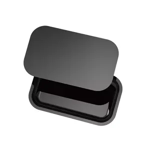 定制尺寸标志彩色吸烟工具小托盘黑色金属折叠滚动托盘，带3d透镜状磁性盖子