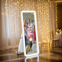 Espejo mágico plegable 32 "LCD pantalla táctil Monitor Photobooth aluminio hecho self Photo Booth Compatible con cámara e impresora