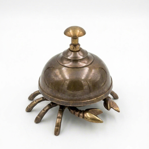 Cloche de bureau en laiton en forme de crabe, artisanale, en métal, décorative, pour la maison, le bureau ou la table - Product Image 1