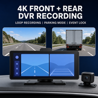 Moniteur Android CarPlay 10,26 pouces, écran tactile IPS, GPS, WiFi 5G, Bluetooth, vision nocturne 4K, IP68, 12-36V, caméra avant/arrière portable