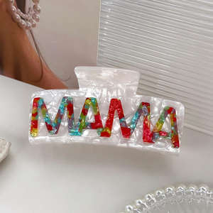 Vendita calda accessori per capelli grandi 10cm Mama lettera Pvc capelli personalizzati pinza squalo fermaglio per capelli ragazza donna all'ingrosso - Product Image 5