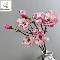 Branche de fleur de magnolia Yulan artificielle en EVA de haute qualité, 75 cm, 3 têtes, toucher réel, blanche, pour mariage, Saint-Valentin, décoration de la maison