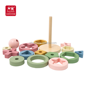 Blocs de jeu éducatifs Montessori en bois tour irisée sûre pour bébé <span class=keywords><strong>pont</strong></span> arc-en-ciel jouets empilables - Product Image 3