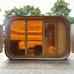 ساونا خارجية فاخرة بتصميم عصري من خشب الهيملوك، مع موقد وتدفئة بالأشعة تحت الحمراء البعيدة، كوخ حديقة، مباشرة من المصنع - Product Image 2
