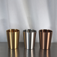 Gobelet en acier inoxydable 250 ml à paroi simple, or, argent, or rose, réutilisable, pour bière, café, pour la maison, le bar, les fêtes