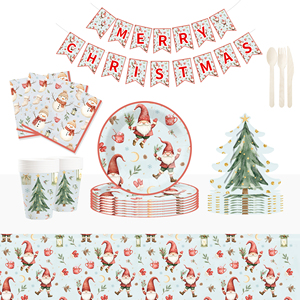 Juego de Vajilla Desechable para Fiesta de Navidad DAMAI, Platos de Papel con Diseño de Árbol de Navidad y Papá Noel para 8 Personas - Product Image 1