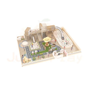 Parque de juegos de madera natural, juego de rol de piscina de bolas, juego suave, tienda de juegos para interiores, tobogán de acero inoxidable - Product Image 4