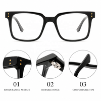 Monturas Ópticas Cuadradas de Acetato para Hombre, Gafas Gruesas de Lujo, Venta al por Mayor, Logotipo Personalizado, OEM, ODM, Muestras en 7 Días, Directo de Fábrica