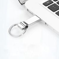 Flashdisk USB 128GB 64GB 32GB 16GB 8GB, Memory Stick Pendrive Mini Metal dengan Gantungan Kunci