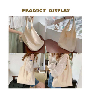 Tùy chỉnh in logo tái chế hàng tạp hóa Vải <span class=keywords><strong>Tote</strong></span> thuyền túi lớn số lượng lớn tái sử dụng cá nhân bông vải mua sắm túi - Product Image 4