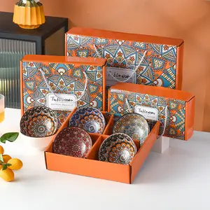 Grosir Set mangkuk Bohemian set piring rumah tangga Set peralatan makan set kotak hadiah pernikahan Souvenir sumpit Jepang