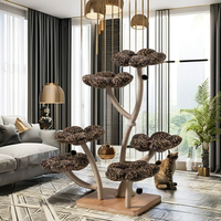 Luxueux léopard floral grand grand arbre à chat tour escalade fleur hamac chat meubles avec des poteaux en peluche et en sisal de qualité supérieure