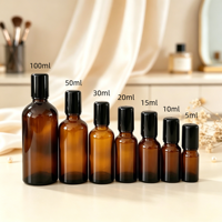 Flacons à bille en verre ambré ronds de 5 ml, 10 ml, 20 ml, 30 ml, 50 ml, 100 ml pour parfum, avec bille roulante en acier inoxydable