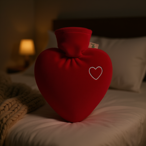 Bouteille d'eau chaude Hugo Frosch Heart 1,0 l avec housse en velours rouge - Product Image 3