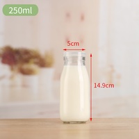 Botol Minuman Kaca Silinder 320ml, Wadah Jus Air Transparan, Dapat Digunakan Kembali, Tutup Kedap Udara, Label, Penyimpanan Kulkas Dapur Rumah