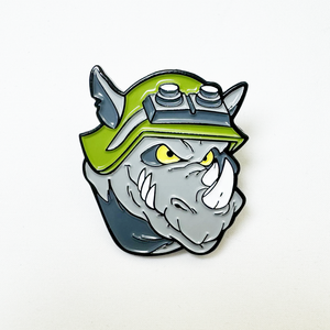 Cartone animato colore verde e grigio Design personalizzato in metallo artigianato distintivo di medie dimensioni di 1.5 "tinta nero smalto morbido spilla per i regali - Product Image 1