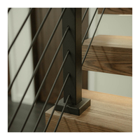 Escalier droit sur mesure en bois naturel et acier, composants d'escalier pour intérieur loft contemporain