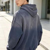 Sweat à capuche épais en molleton bouclette français, délavé à l'acide, vintage, rose délavé par le soleil, coupe courte, imprimé intégral, effet usé, vente en gros, très demandé