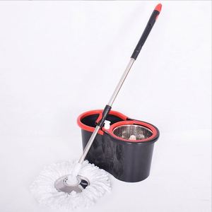 Seau de lavage de sols à double entraînement rotatif avec manche en acier inoxydable, auto-essoreur à pression manuelle, pour un nettoyage mains libres et sans effort - Product Image 1