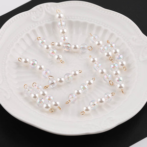 Perles à double pointe avec accents en cristal pour la fabrication de colliers, accessoires de bijoux DIY, apprêts ronds en résine plastique - Product Image 3