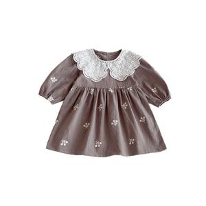 Детское платье во французском стиле 2026 года, весна-осень, новое, с кружевным воротником, длинным рукавом, вышитое, хлопковое, для девочек, платье принцессы - Product Image 5