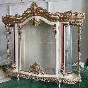 Vitrina de Vino de Madera Clásica Real, Vitrina de Exhibición Antigua de 4 Puertas para el Hogar - Product Image 1