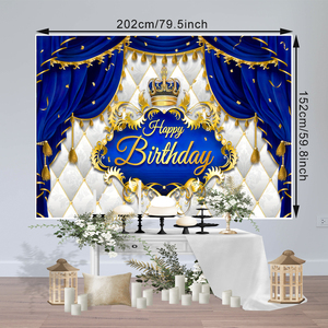 Hoàng Tử Hoàng Gia Sinh Nhật Nhiếp Ảnh <span class=keywords><strong>Backdrop</strong></span>, Hoàng Gia Màu Xanh Và Vàng Hoàng Tử Nhỏ Vương Miện Đảng Bánh Bảng Nguồn Cung Cấp Phòng Trang Trí Nội Thất - Product Image 6