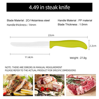 Ensemble de 6 couteaux à steak dentelés pour le camping et le barbecue, lame en acier inoxydable, manche en PP, kit portable en boîte colorée