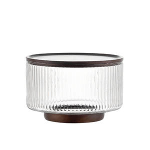 Frutero de Vidrio Blanco de Gran Capacidad con Rayas Verticales, Estilo Moderno, Técnica Pulida, Ideal para Sala de Estar, Tazón para Ensaladas, Frutero Decorativo - Product Image 5