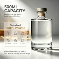 Bouteille à spiritueux ronde transparente polie gravée, écologique, 500 ml, logo personnalisé disponible