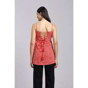 Tina Flora Corset Kurti Femme, haut ethnique élégant sans manches, col halter, imprimé floral, tendance, vêtement d'été confortable pour tous les jours - Product Image 2