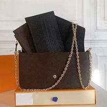 Tas wanita mode Eropa 3 in 1 tas rantai selempang satu bahu tas clutch amplop PU - Product Image 3