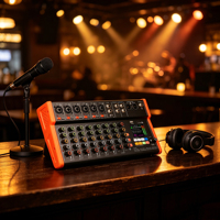 Console de mixage audio 8 canaux avec alimentation fantôme 48V, Bluetooth, USB OTG, écran 2,4 pouces pour scène live